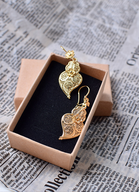 Earrings "Heart of Viana". Gold Plated Silver 5g