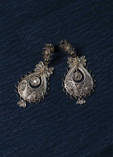 Earrings Queen, butterfly clasp , Gold Plated Silver 7,5