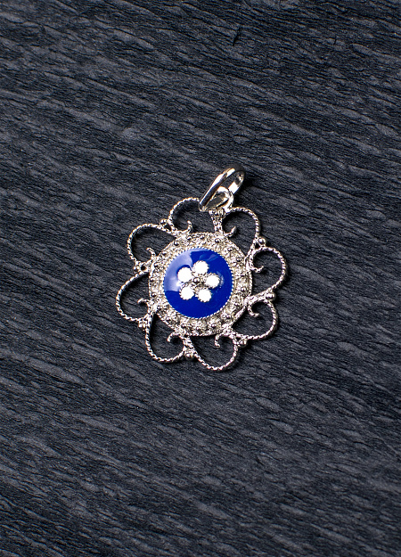 Pendant CARAMUJOS, pattern, silver 1.7g, blue enamel