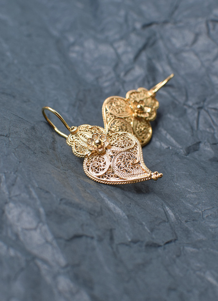 Earrings "Heart of Viana". Gold Plated Silver 5g
