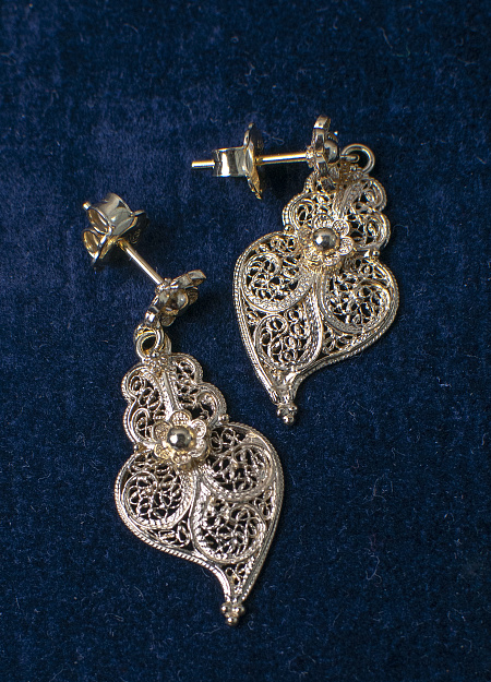 Earrings "Heart of Viana". Gold Plated Silver 3,7g