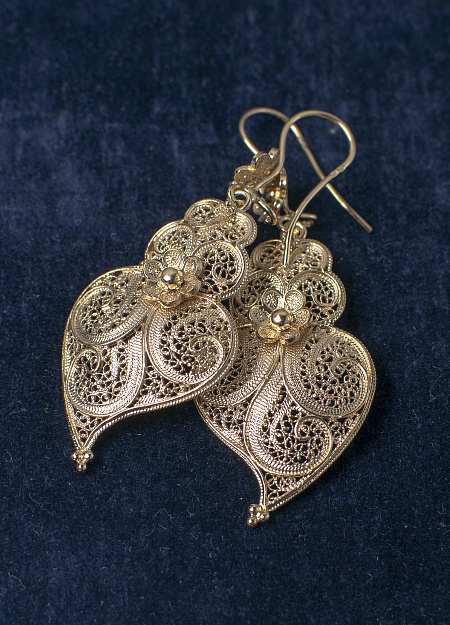 Earrings "Heart of Viana". GOLD PLATED SILVER 8.8g 